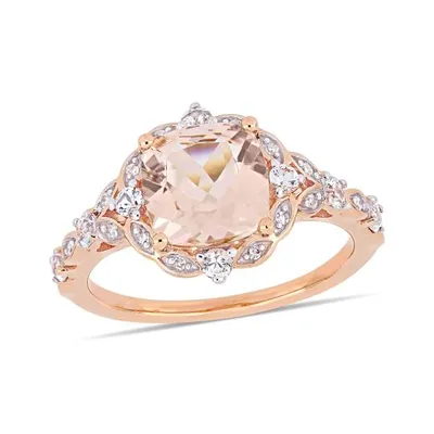 Julianna B 14K Rose Gold 0.06CTW Diamond Morganite & White Sapphire Ring