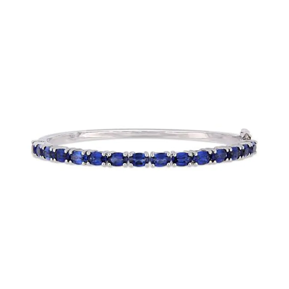 Julianna B Sterling Silver Created Blue Sapphire Bangle