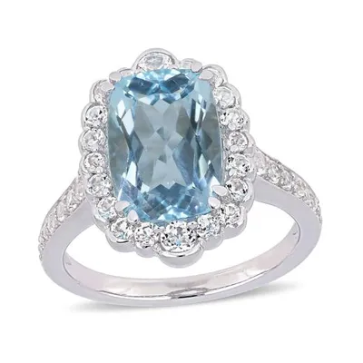 Julianna B Sterling Silver Blue & White Topaz Ring