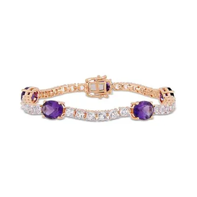 Julianna B Sterling Silver&18K Rose Gold Plated Amethyst & White Topaz Bracelet