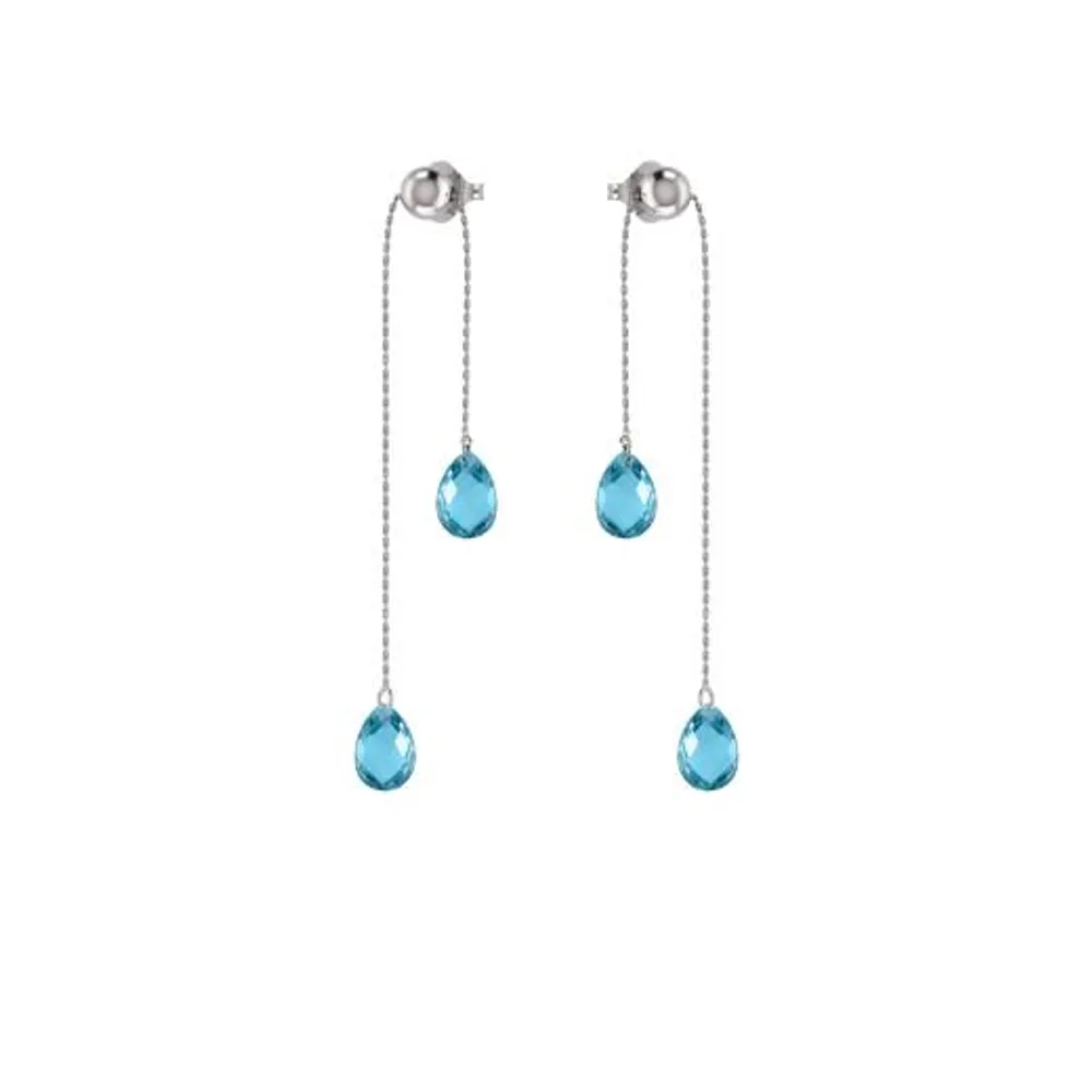 Sterling Silver Blue Topaz Adjustable Dangle Earrings