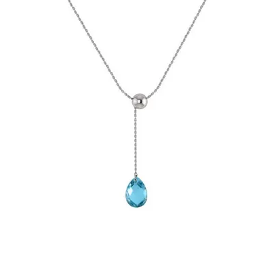 Sterling Silver Blue Topaz Adjustable Pendant