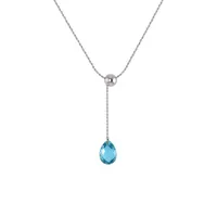 Sterling Silver Blue Topaz Adjustable Pendant