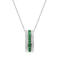 Monaco 10K White Gold Emerald & Diamond Pendant