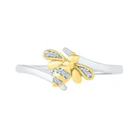 Sterling Silver & 10K Yellow Gold Diamond Bee Ring