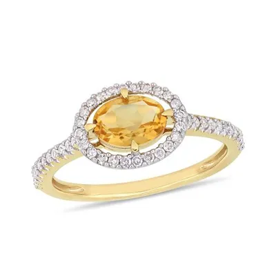 Julianna B 10K Yellow Gold 0.25CT Diamond & Citrine Fashion Ring