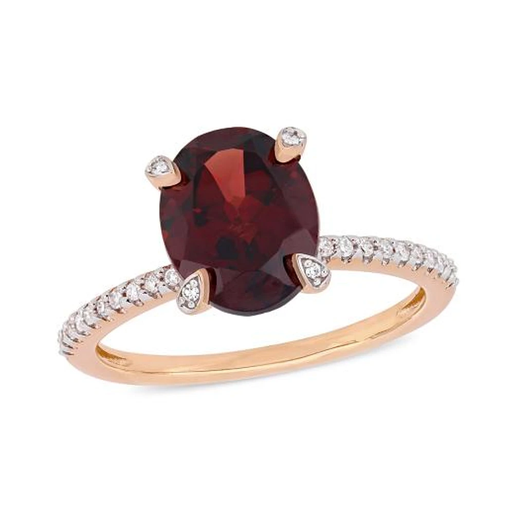 Julianna B 10K Rose Gold 0.10CTW Diamond & Garnet Fashion Ring