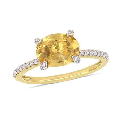 Julianna B 10K Yellow Gold 0.10CTW Diamond & Citrine Fashion Ring