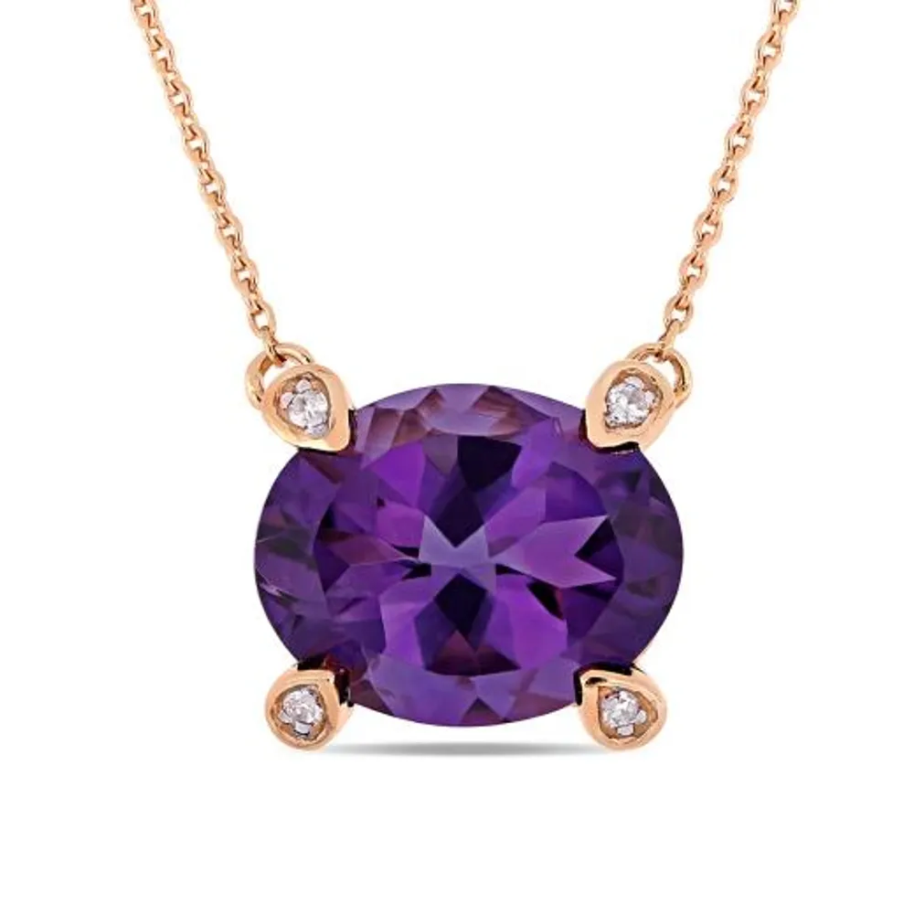 Julianna B 10K Rose Gold 0.016CTW Diamond & Amethyst Necklace