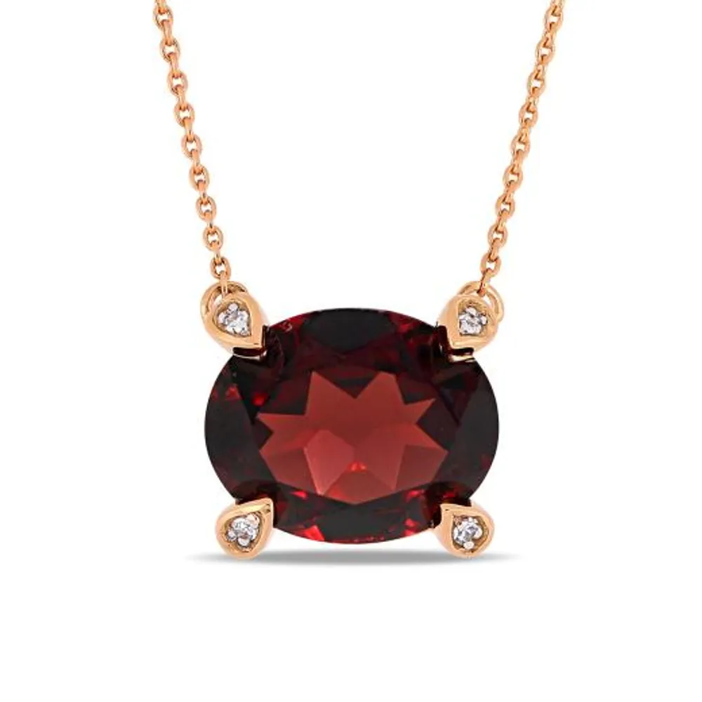 Julianna B 10K Rose Gold 0.016CTW Diamond & Garnet Necklace