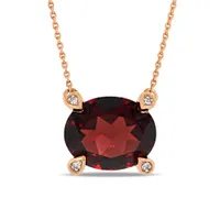 Julianna B 10K Rose Gold 0.016CTW Diamond & Garnet Necklace