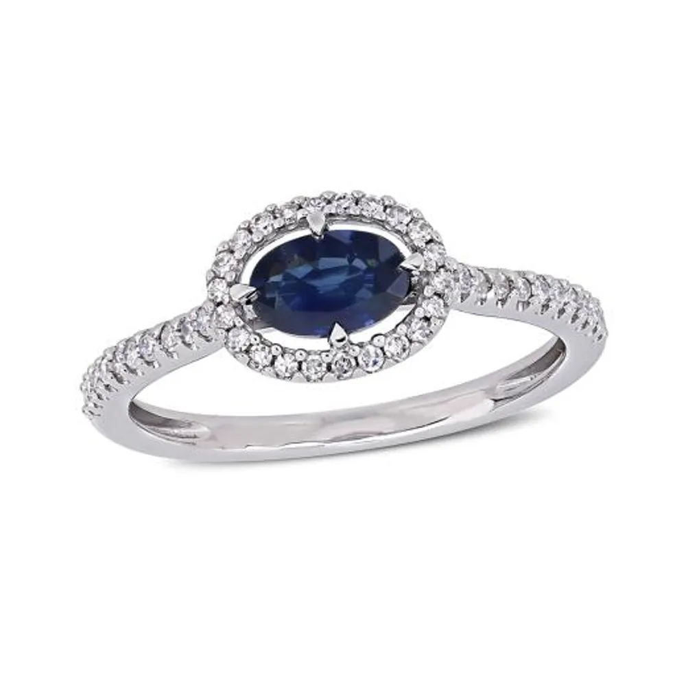 Julianna B 14K White Gold 0.20CT Diamond & Sapphire Fashion Ring