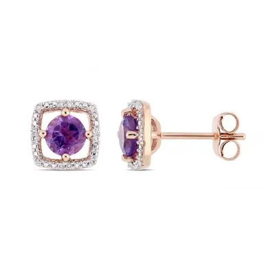 Julianna B 10K Rose Gold 0.07CTW Diamond & Amethyst Earrings