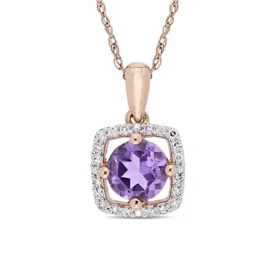 Julianna B 10K Rose Gold 0.10CTW Diamond & Amethyst Pendant