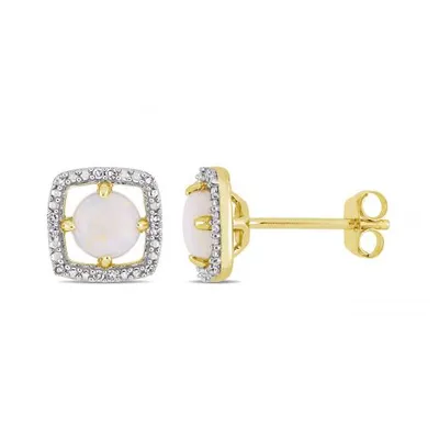 Julianna B 10K Yellow Gold 0.07CTW Diamond & Opal Fashion Earrings