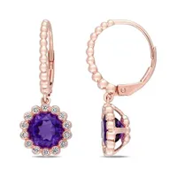 Julianna B 14K Rose Gold 0.25CTW Diamond & Amethyst Leverback Earrings