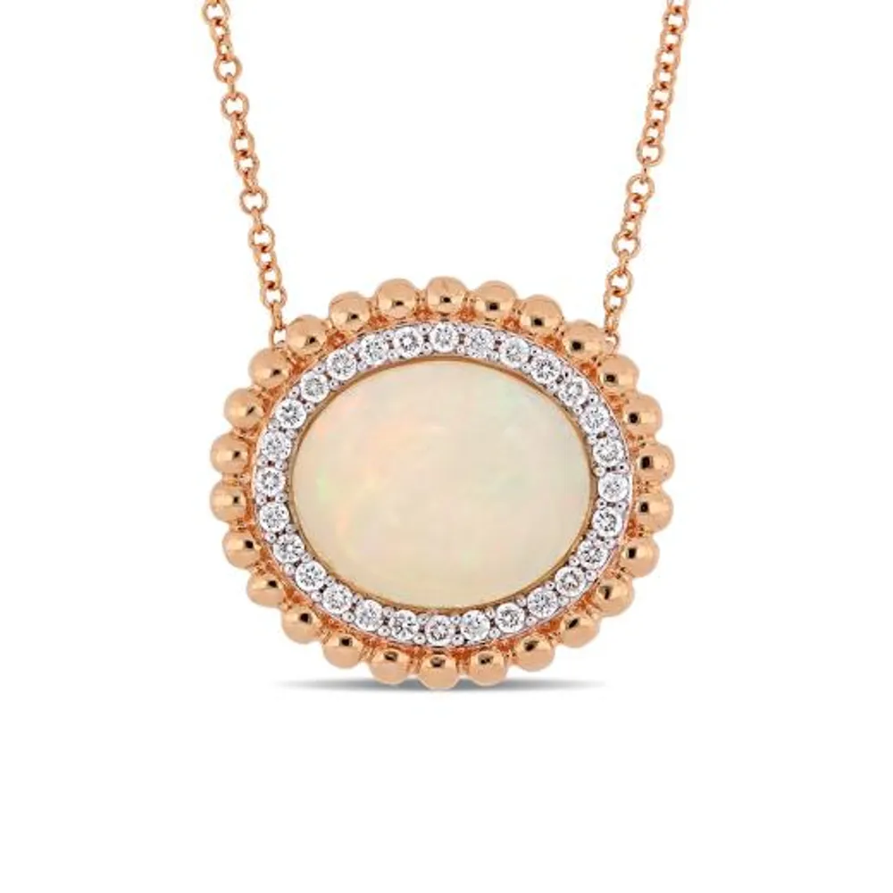 Julianna B 14K Rose Gold 0.25CTW Diamond & Ethiopian Opal Necklace
