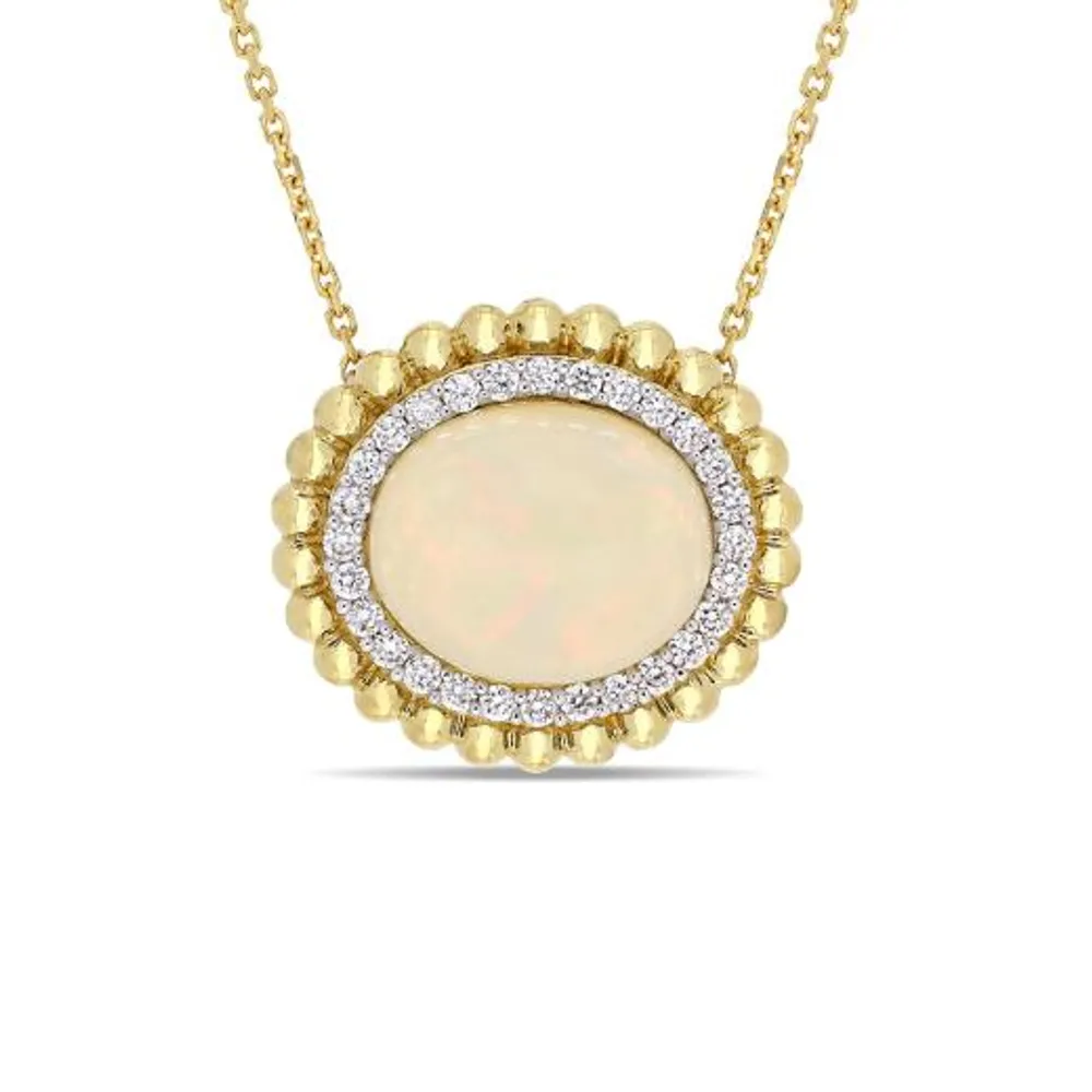 Julianna B 14K Yellow Gold 0.25CTW Diamond & Ethiopian Opal Necklace