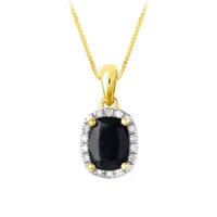 10K Yellow Gold Sapphire & Diamond Pendant