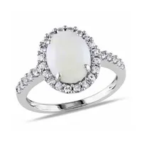 Julianna B 10K White Gold Opal & Created White Sapphire Fashion Ring