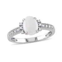 Julianna B 10K White Gold 0.07CTW Diamond & Opal Fashion Ring