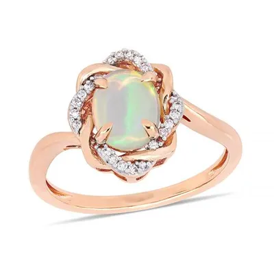 Julianna B 10K Rose Gold 0.10CT Diamond & Opal Fashion Ring