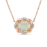 Julianna B 10K Rose Gold 0.10CT Diamond & Opal Necklace