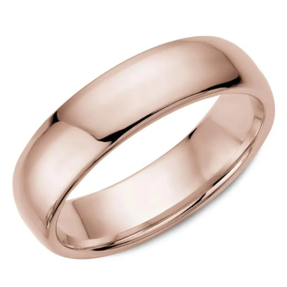 10K Rose Gold 6mm Comfort Fit Wedding Band Size 10