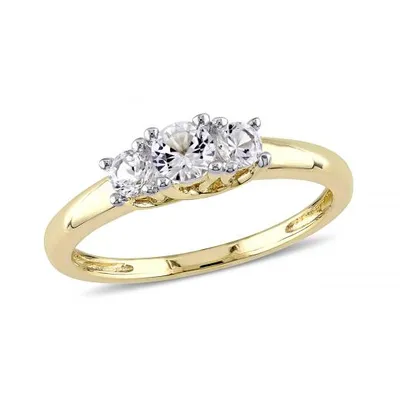 Julianna B 10K Yellow Gold Created White Sapphire 3 Stone Ring