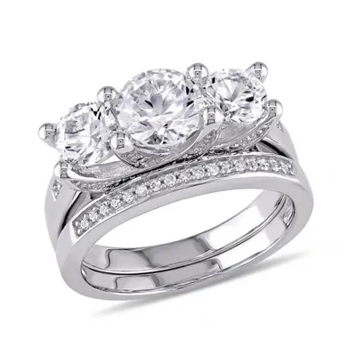Julianna B 10K White Gold 0.10CT Diamond & Created White Sapphire Bridal Set