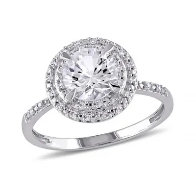 Julianna B 10K White Gold 0.09CTW Diamond & Created White Sapphire Ring