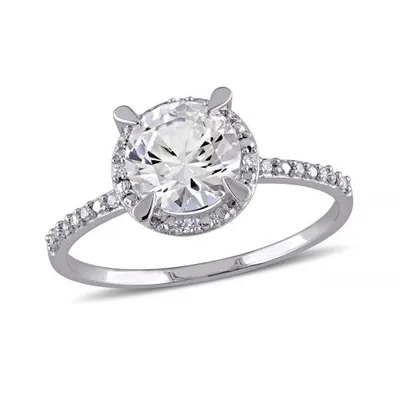 Julianna B 10K White Gold 0.05CTW Diamond & Created White Sapphire Ring