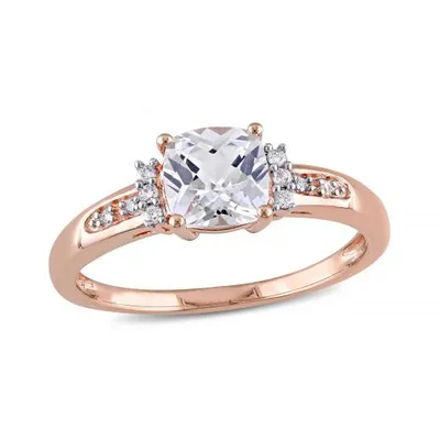 Julianna B 10K Rose Gold 0.05CT Diamond & Created White Sapphire Fashion Ring