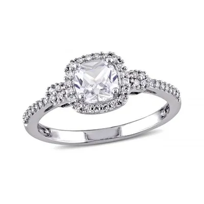 Julianna B 10K White Gold 0.16CTW Diamond & Created White Sapphire Ring