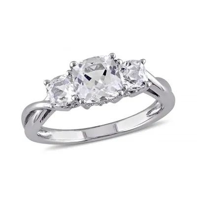 Julianna B 10K White Gold 0.04CTW Diamond & Created White Sapphire Ring