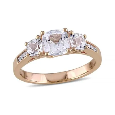Julianna B 10K Rose Gold 0.04CTW Diamond & Created White Sapphire Ring