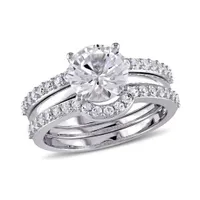 Julianna B 10K White Gold White Sapphire Bridal Ring Set