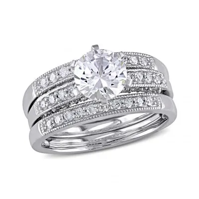 Julianna B 10K White Gold 0.40CTW Diamond & Created White Sapphire Bridal Set