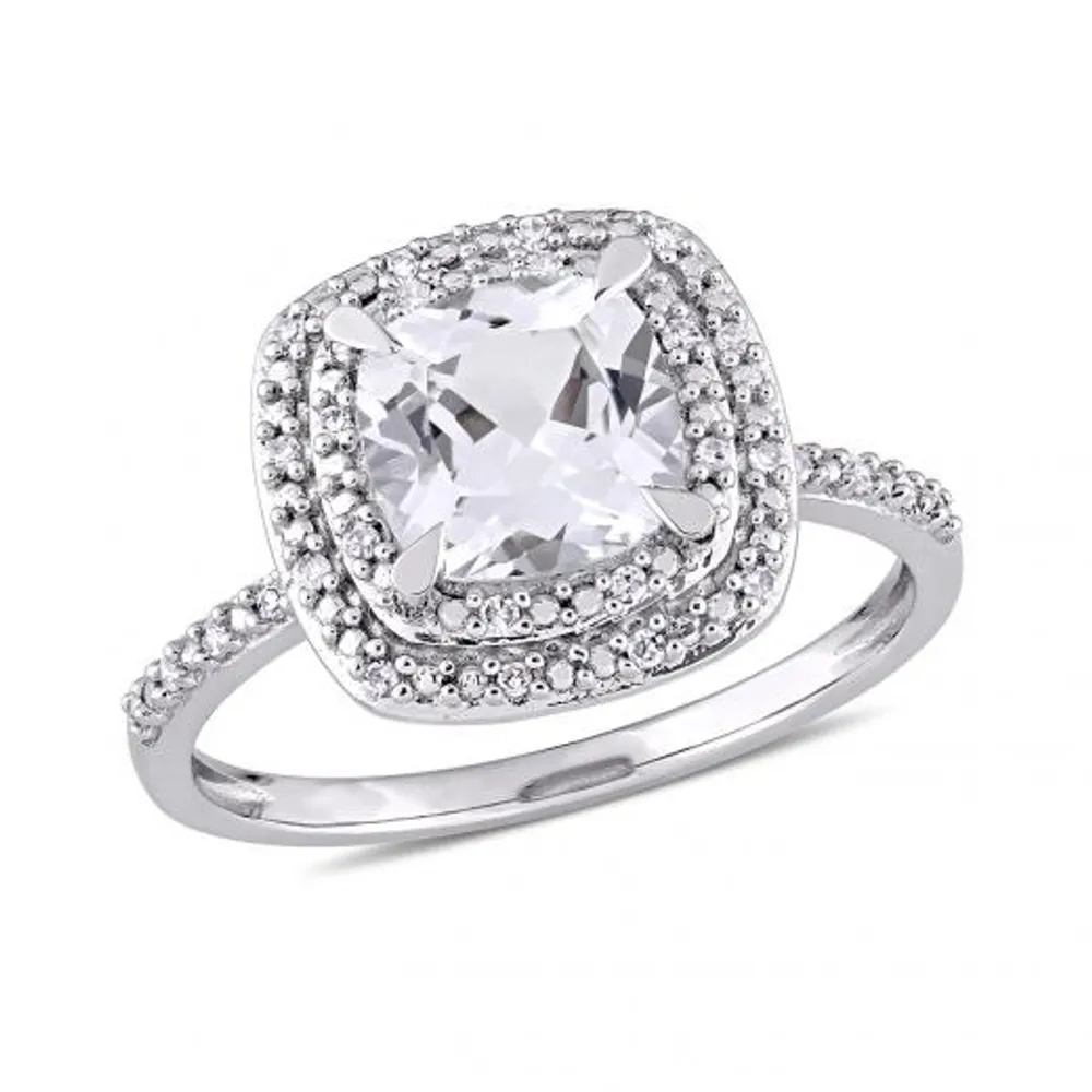 Julianna B 10K White Gold 0.08CTW Diamond & Created White Sapphire Ring