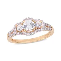 Julianna B 10K Rose Gold 0.10CTW Diamond & Created White Sapphire Ring