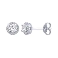 10K White Gold 0.50CTW Halo Stud Earrings