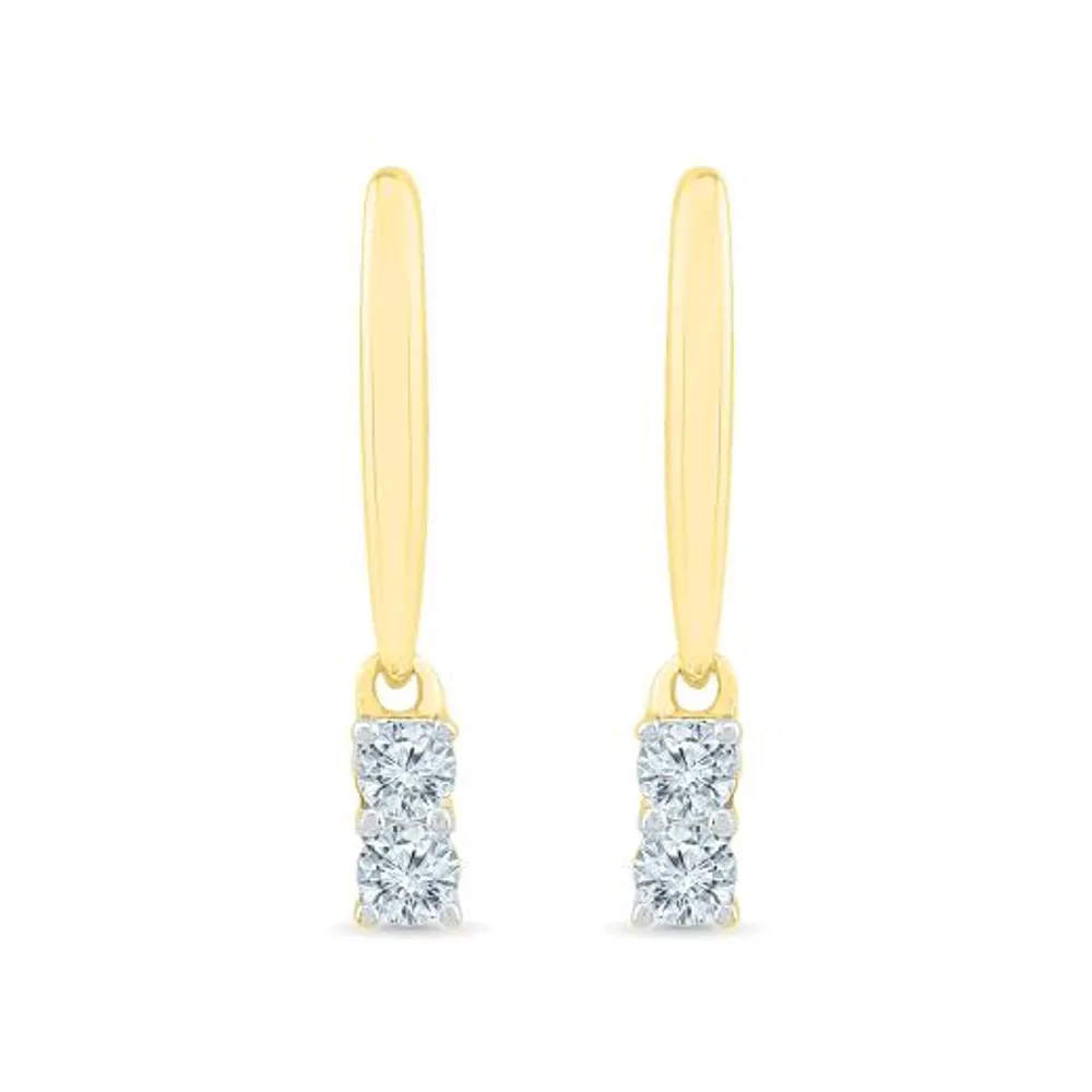 10K Yellow Gold Two-Stone Diamond Earrings