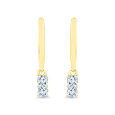 10K Yellow Gold Two-Stone Diamond Earrings