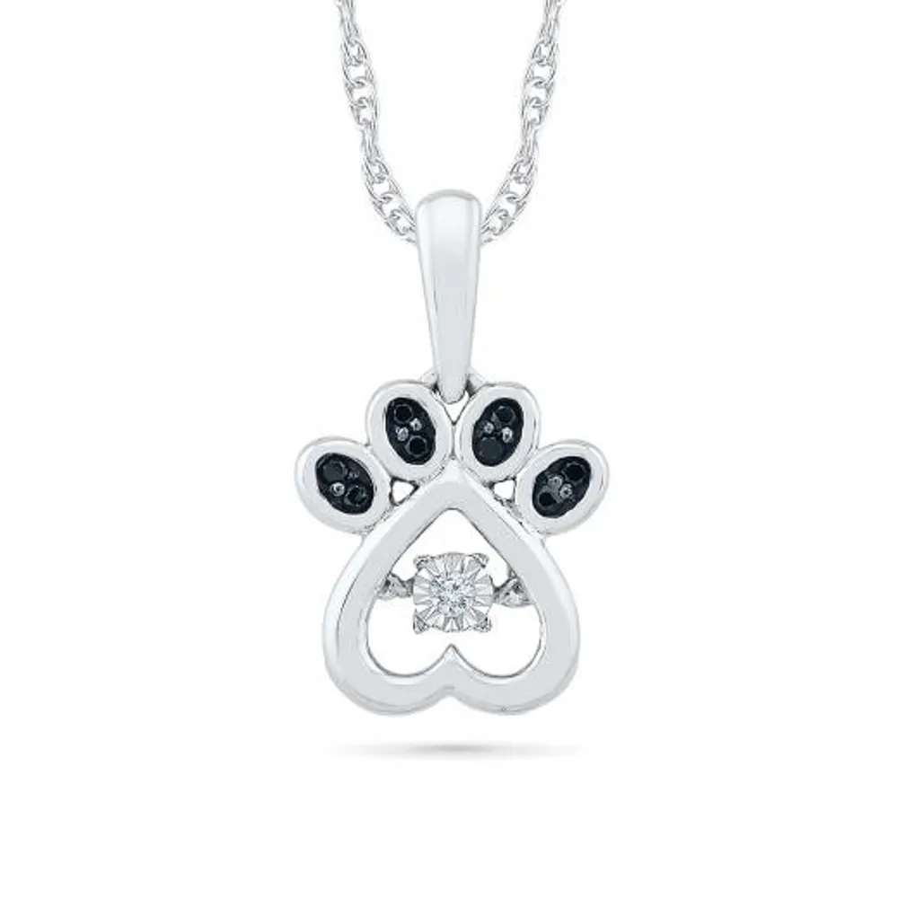 Sterling Silver Dancing Diamond Paw Pendant