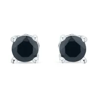 10K White Gold 0.95CTW Midnight Diamond Stud Earrings