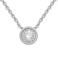 10K White Gold 0.18CTW Bezel Necklace