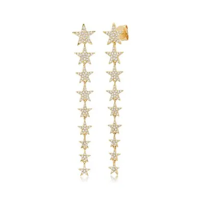 14K Yellow Gold 0.51CTW Diamond Star Earrings