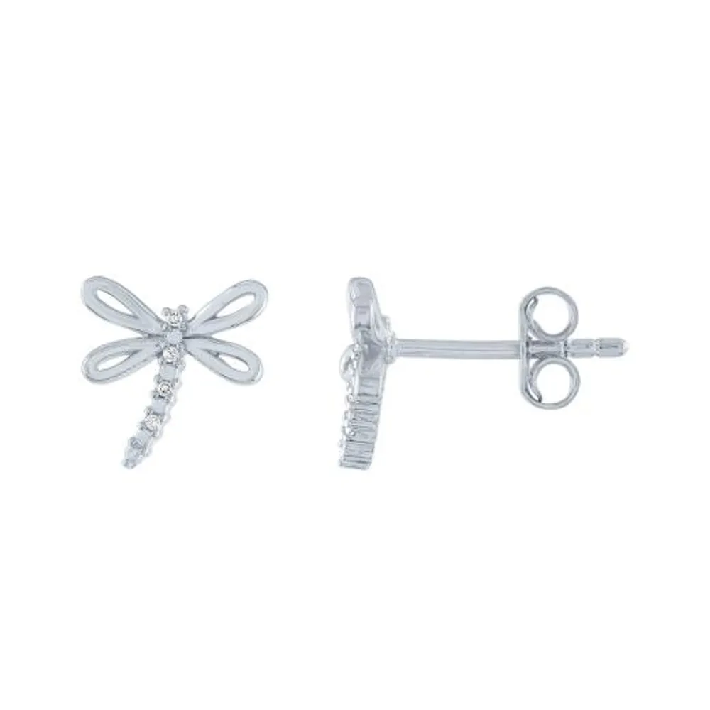 Diamond Addiction Sterling Silver Diamond Dragonfly Earrings