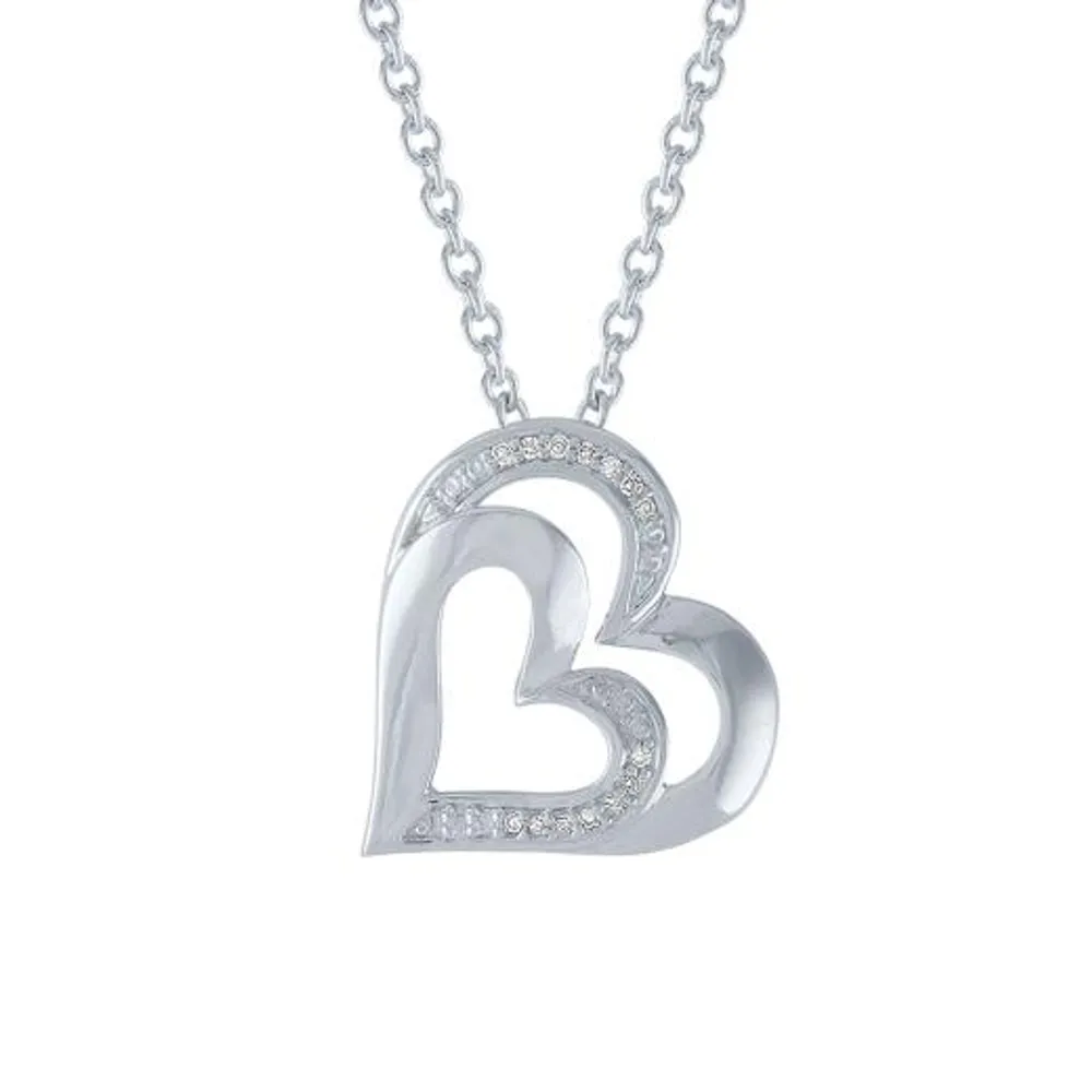 Diamond Addiction Sterling Silver Diamond Hearts Pendant