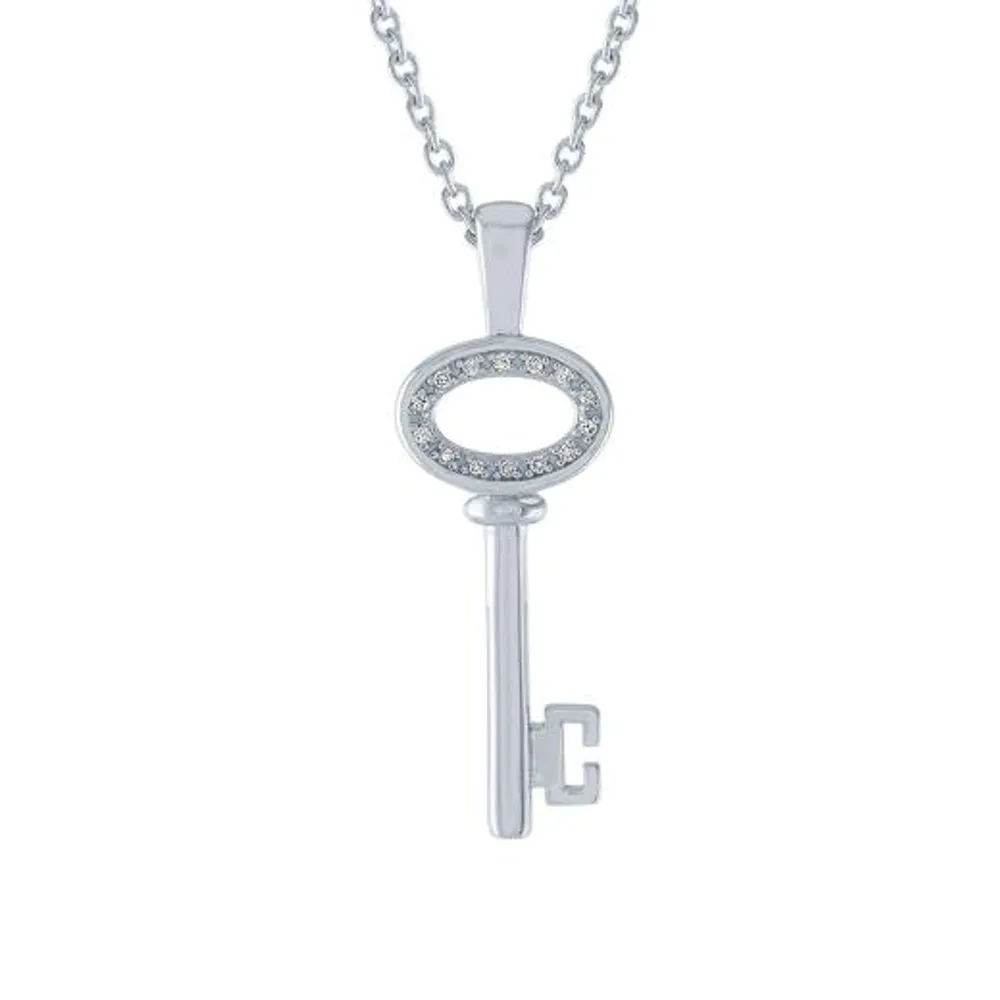 Diamond Addiction Sterling Silver Diamond Key Pendant